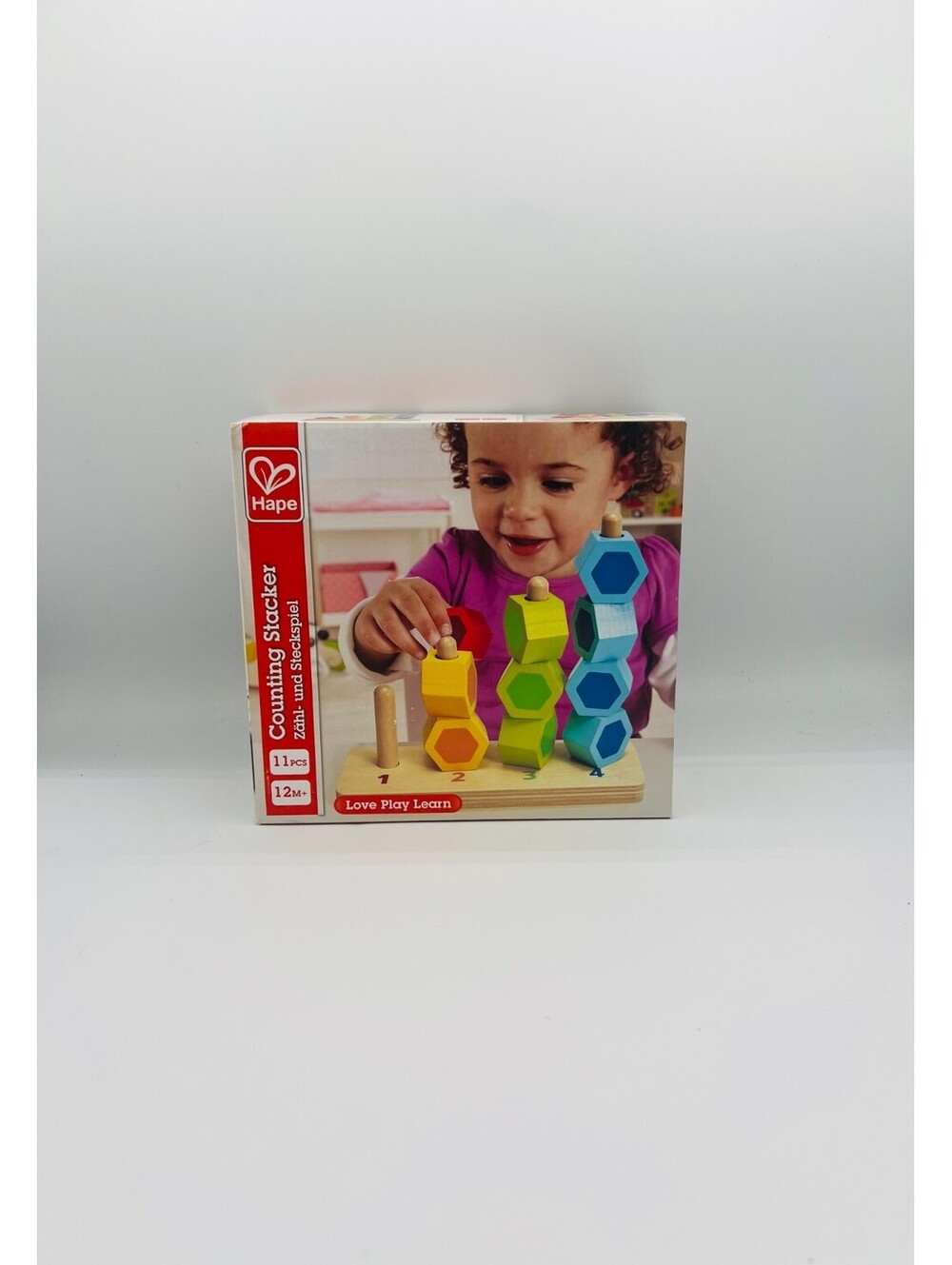 Hape Counting Stacker Montessori Toddler Wooden Stacking Block Set Good Shape